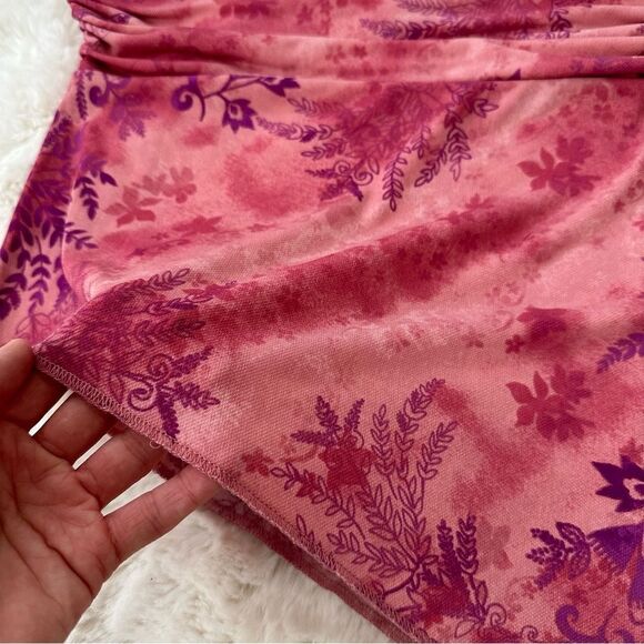 UO urban outfitters strapless y2k fairy asymetrical hem pink & purple sheer top - Picture 5 of 11